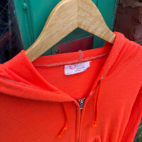 1980's Ornage Blank Hunting Zip-Up Hoodie Made in USA Medium