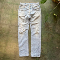 Vintage Levi's 501 Jeans Straight Leg Faded and Distressed Made in USA 31x34