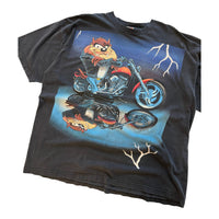 LOONEY TUNES TAZ MOTORCYCLE T-SHIRT BLACK XXL - 1990S