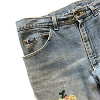 LEE FLORAL PATCHED BLUE JEAN ‘37X30’ - 1990S