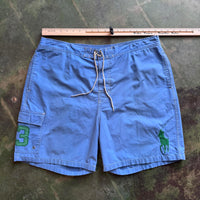 Vintage Ralph Lauren Big Pony Collection Polo Number 3 Blue Swim Trunks XXL
