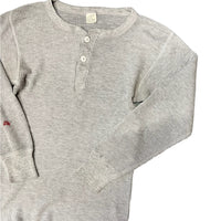 WAFFLE KNIT HENLEY LONG SLEEVE GREY ‘SMALL’ - 1970S