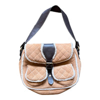 Y2K TALBOTS FUZZY SUEDE PURSE TAN - 2000S