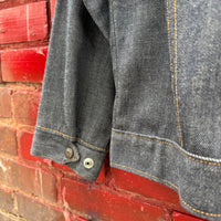 Vintage 70's Levis Denim Jacket Custom Embroidery Dark Wash Size 18 Made in USA