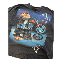 LOONEY TUNES TAZ MOTORCYCLE T-SHIRT BLACK XXL - 1990S