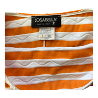 Y2K STRIPED TUBE TOP 'XSMALL' ORANGE/WHITE - 2000S