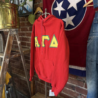 Vintage Alpha Gamma Delta Sorority Hoodie Red Patch Letters Womens M/L