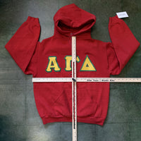 Vintage Alpha Gamma Delta Sorority Hoodie Red Patch Letters Womens M/L