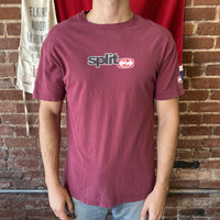 Vintage Split Skateboards T Shirt Maroon Faded Mens Large
