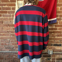 Vintage Polo Rugby Long Sleeve Ralph Lauren Blue and Red Stripes Mens XXL