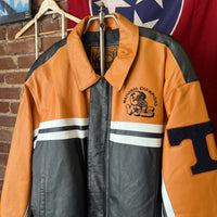 Vintage Tennessee Volunteers Leather Jacket Full Zip Orange and Black Mens XXL