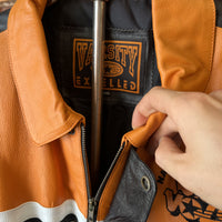 Vintage Tennessee Volunteers Leather Jacket Full Zip Orange and Black Mens XXL