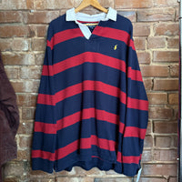 Vintage Polo Rugby Long Sleeve Ralph Lauren Blue and Red Stripes Mens XXL