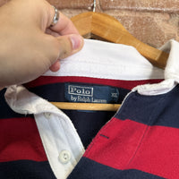 Vintage Polo Rugby Long Sleeve Ralph Lauren Blue and Red Stripes Mens XXL
