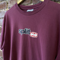 Vintage Split Skateboards T Shirt Maroon Faded Mens Large