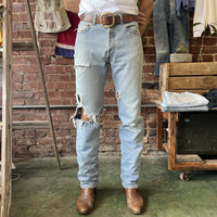 Vintage Levi's 501 Jeans Straight Leg Faded and Distressed Made in USA 31x34