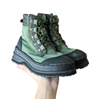 ORVIS FLY FISHING BOOTS GREEN CANVAS 'SIZE 5' - 2000S