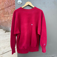 Vintage 90's Champion Reverse Weave Red Pullover XL