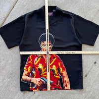 Vintage Y2K Scarface Dragonfly Mobster Series Black Short Sleeve Button Up XL