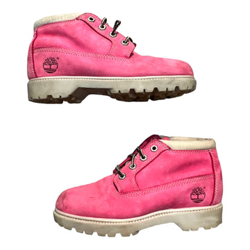 Y2K TIMBERLAND SUEDE ANKLE BOOTS ROSE PINK 'W5.5' - 2000S