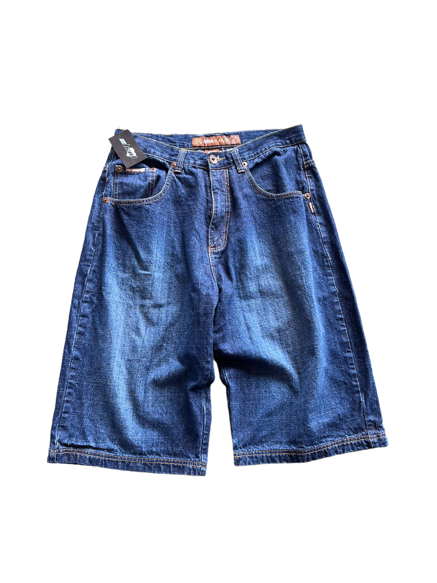 Y2K BAGGY DARK WASH NOIZ DENIM SHORTS - SIZE 34