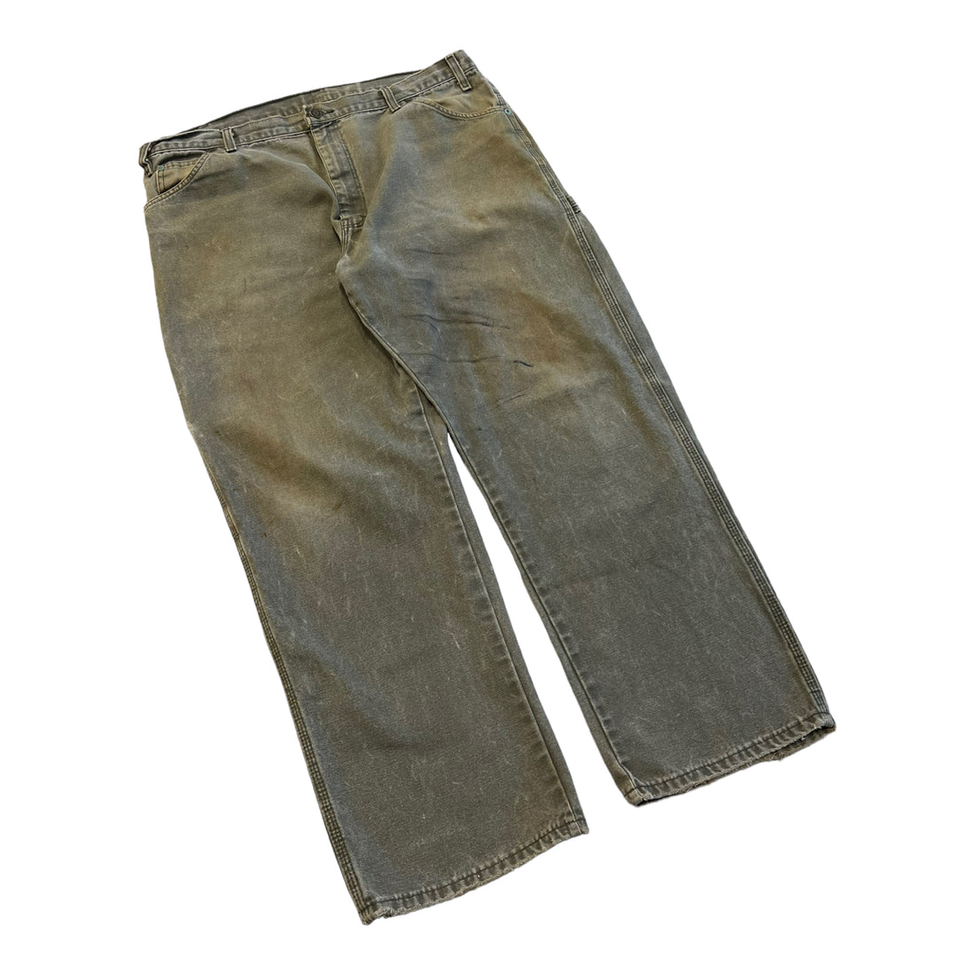 DICKIE’S DISTRESSED WORK PANTS FADED GREEN 38X29 - 2000S