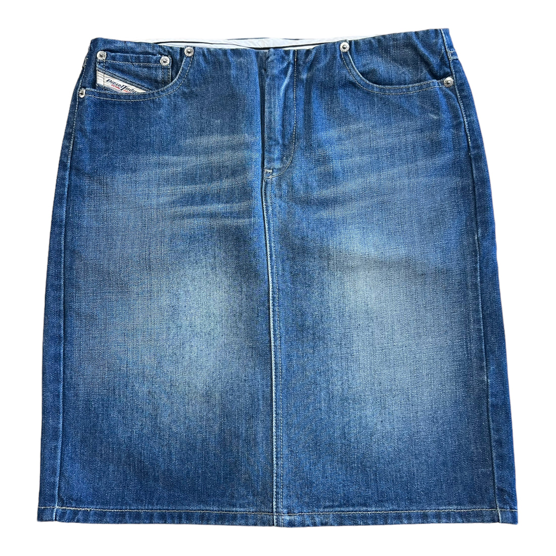 Y2K DIESEL SUPER LOW RISE MIDI SKIRT DENIM ‘30’ - 2000S