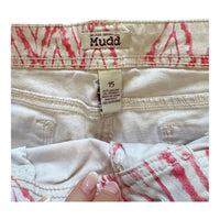 Y2K MUDD TIKI CUTOFF SHORTS WHITE/RED ‘WAIST 34’ - 2000S