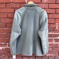 Vintage Fuzzy Green Fleece Military Jacket Cold Weather Gen III Zip-Up Jacket L