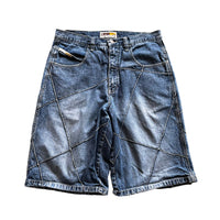 Y2K BAGGY SOUTHPOLE PATCHWORK DENIM SHORTS - SIZE 34