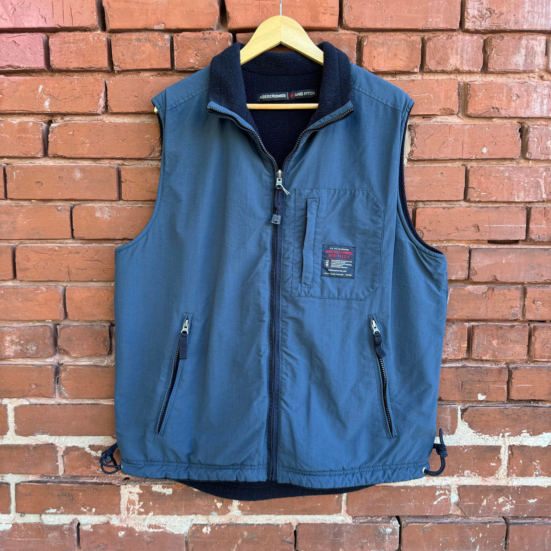 Vintage 90s Abercrombie and Fitch Blue Sherpa Lined Ski Vest XL