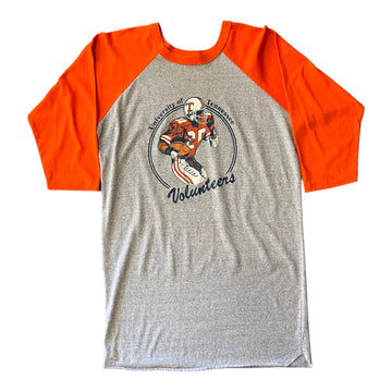 80S UT FOOTBALL BASEBALL T-SHIRT DRESS ORANGE/GREY - 1980S