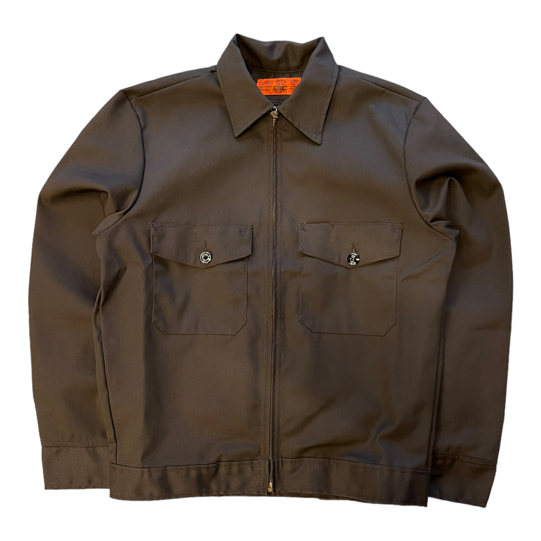 EWC FULL ZIP WORK JACKET BROWN LARGE - 1990S
