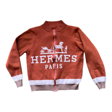 HERMES PARIS ZIP SWEATER ‘MEDIUM’ CHESTNUT - 2000S