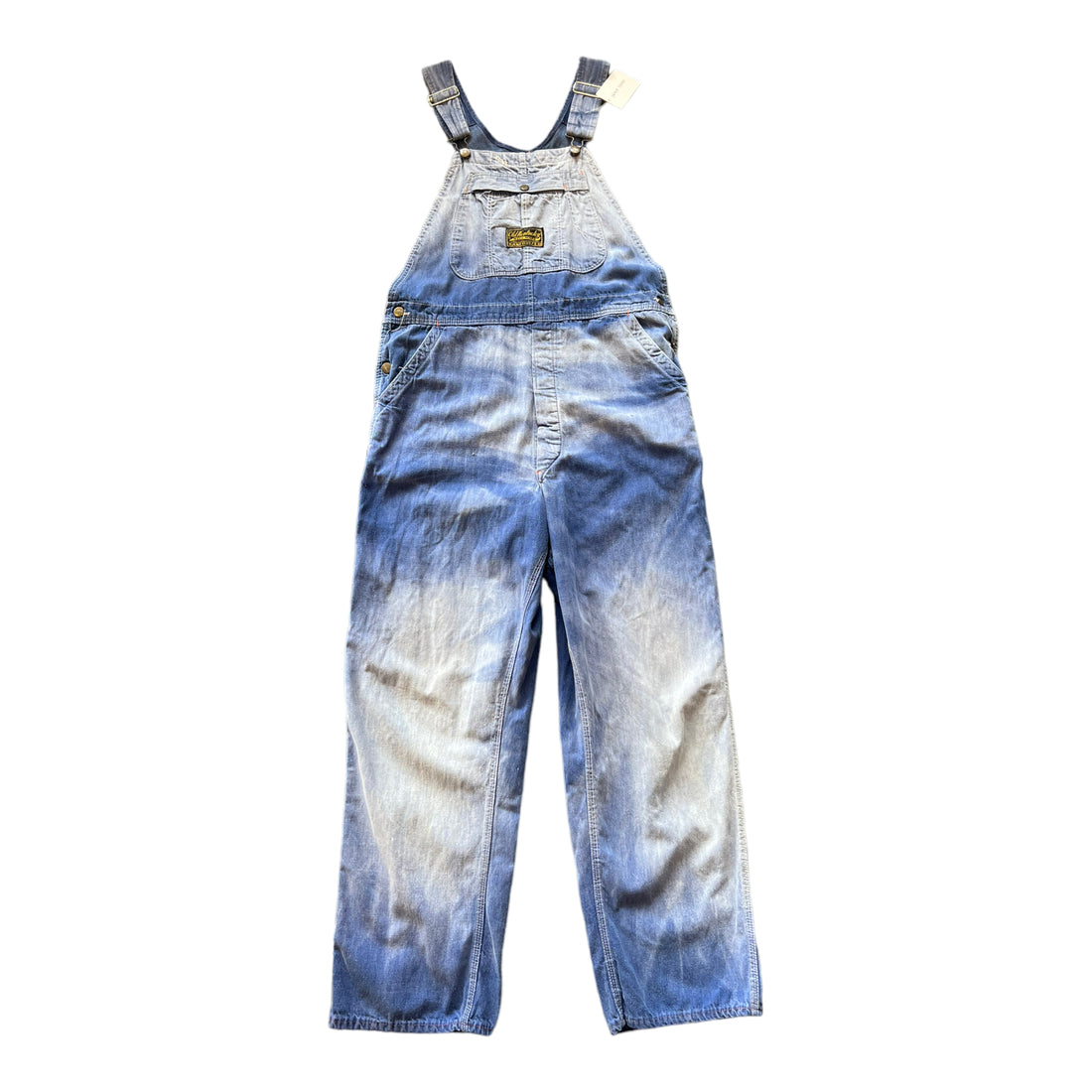 70’S OLD KENTUCKY SUN FADED DENIM OVERALLS MARBLED INDIGO ‘30X32’ - 1970S