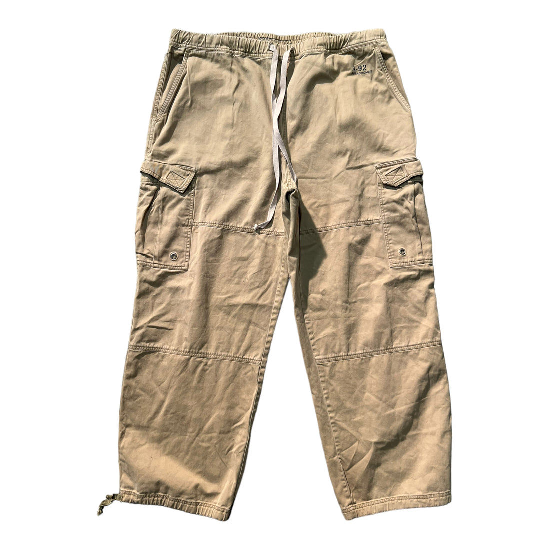 Y2K ABERCROMBIE TIE WAIST CARGO PANTS KHAKI '40' - 2000S