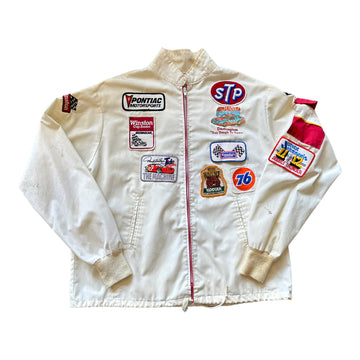 PATCHED RACING JACKET OFF WHITE ‘LARGE’ - 1970S