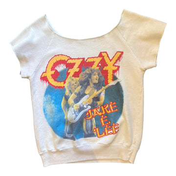 1984 OZZY BARK AT THE MOON WORLD TOUR CROP SWEATSHIRT WHITE ‘MEDIUM’ - 1980S