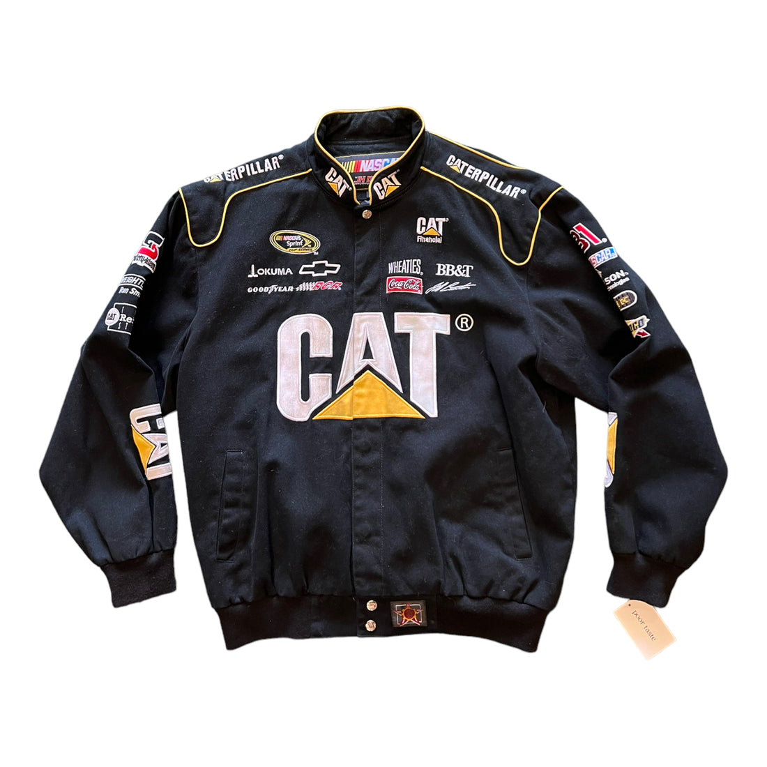 90’S JEFF BURTON CAT NASCAR JACKET BLACK ‘LARGE’ - 1990S