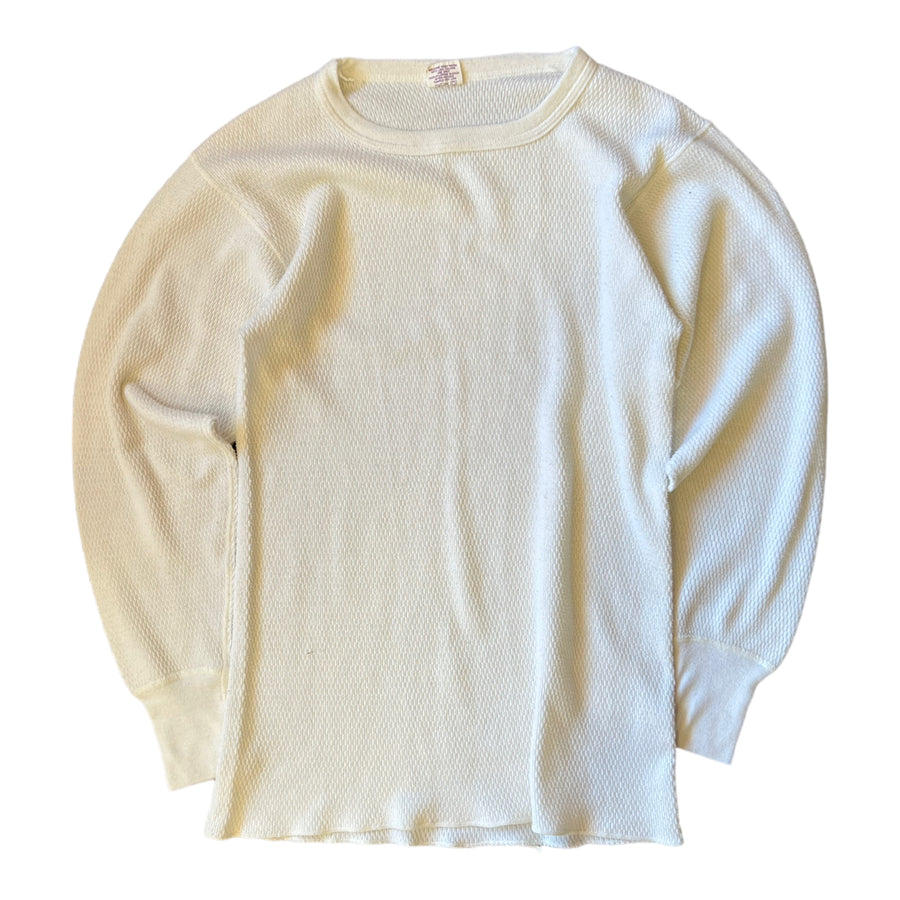 LONG SLEEVED THERMAL T-SHIRT WHITE ‘MEDIUM’ - 1990S