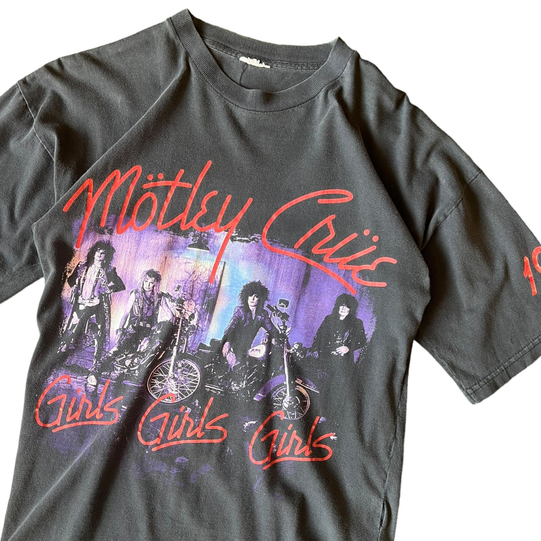 1987 MOTLE CREW GIRLS TEE BLACK MEDIUM - 1980S