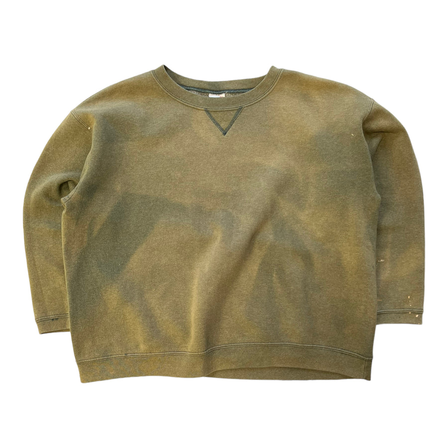 FADED BLANK SWEATSHIRT GREEN BOXY MEDIUM - 2000S