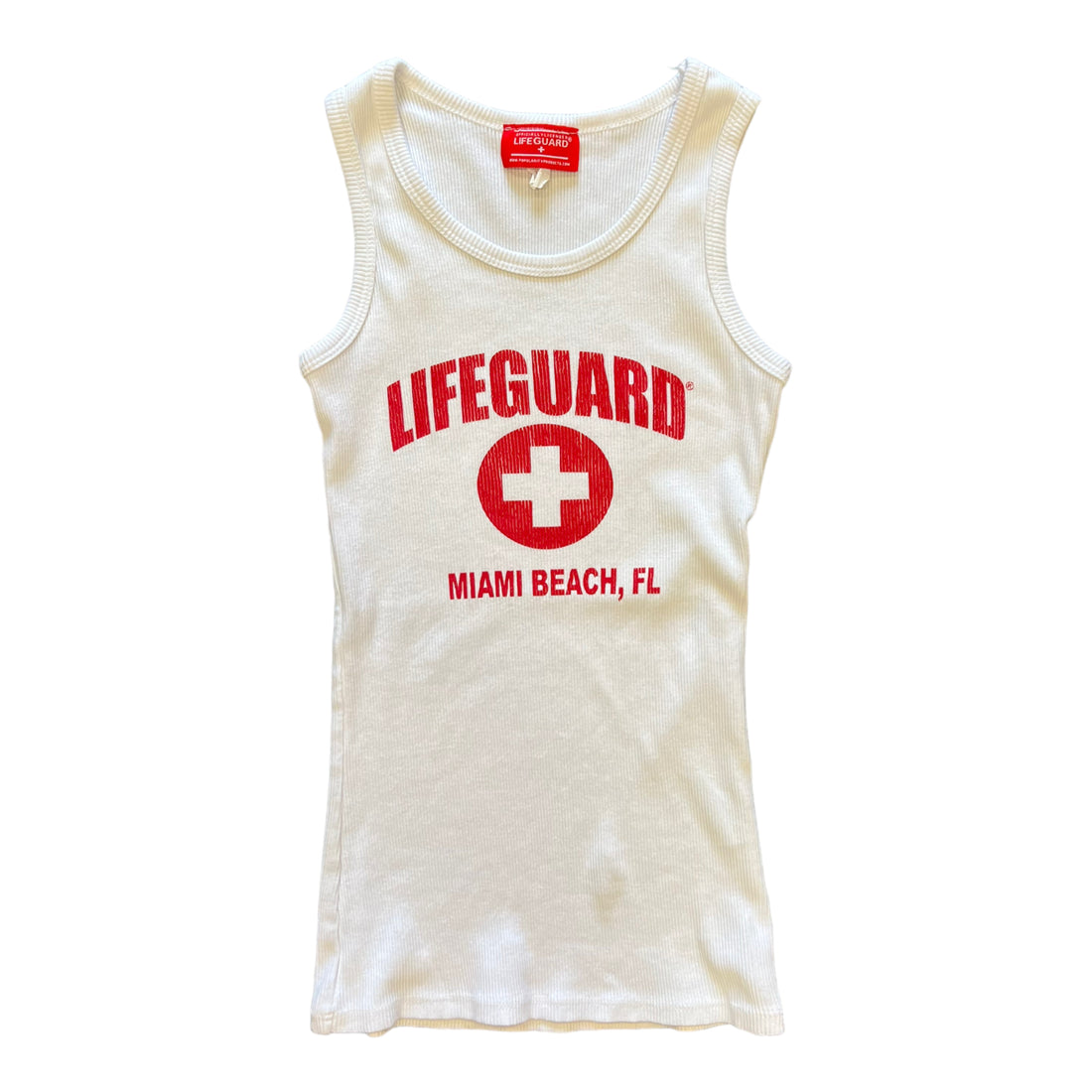 Y2K LIFEGUARD RACERBACK TANK TOP WHITE ‘XL’ - 2000S