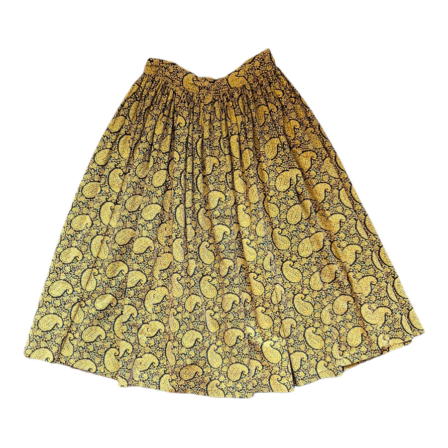 70’S HANDMADE MAXI SKIRT PAISLEY YELLOW/GREEN/BLACK ‘26’ - 1970S