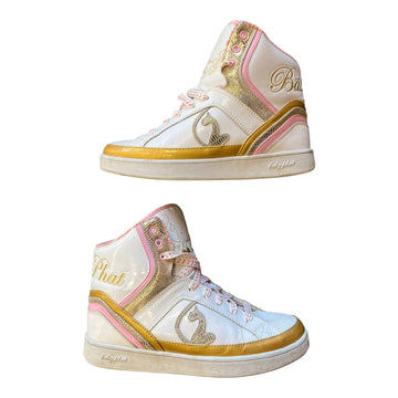 Y2K BABY PHAT TONGUE SNEAKERS WHITE/PINK/GOLD 'W10' - 2000S