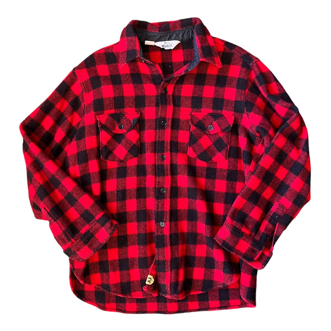 WOOLRICH BUFFALO PLAID BUTTON DOWN RED ‘LARGE’ - 1980S
