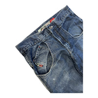 JNCO JEANS EMBROIDERED BAGGY DENIM BLUE 34X30 - 2000S