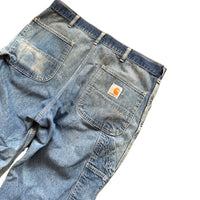 UNION MADE CARHARTT THRASHED BLUE JEANS ‘34X28’ - 1980S