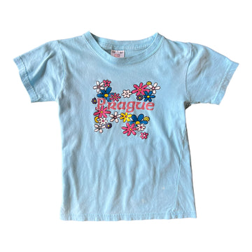 Y2K PRAGUE FLOWER BABY TEE BLUE ‘XXSMALL’