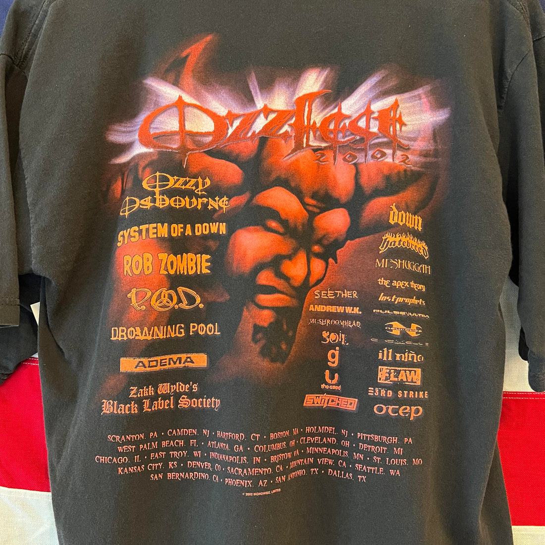 Vintage Ozzfest T Shirt 2002 Ozzy Osbourne Medium Cropped